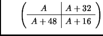 $\displaystyle \qquad \left(\begin{array}{c\vert c}
A & A+32\\  \hline A+48 & A+16 \end{array}\right)$